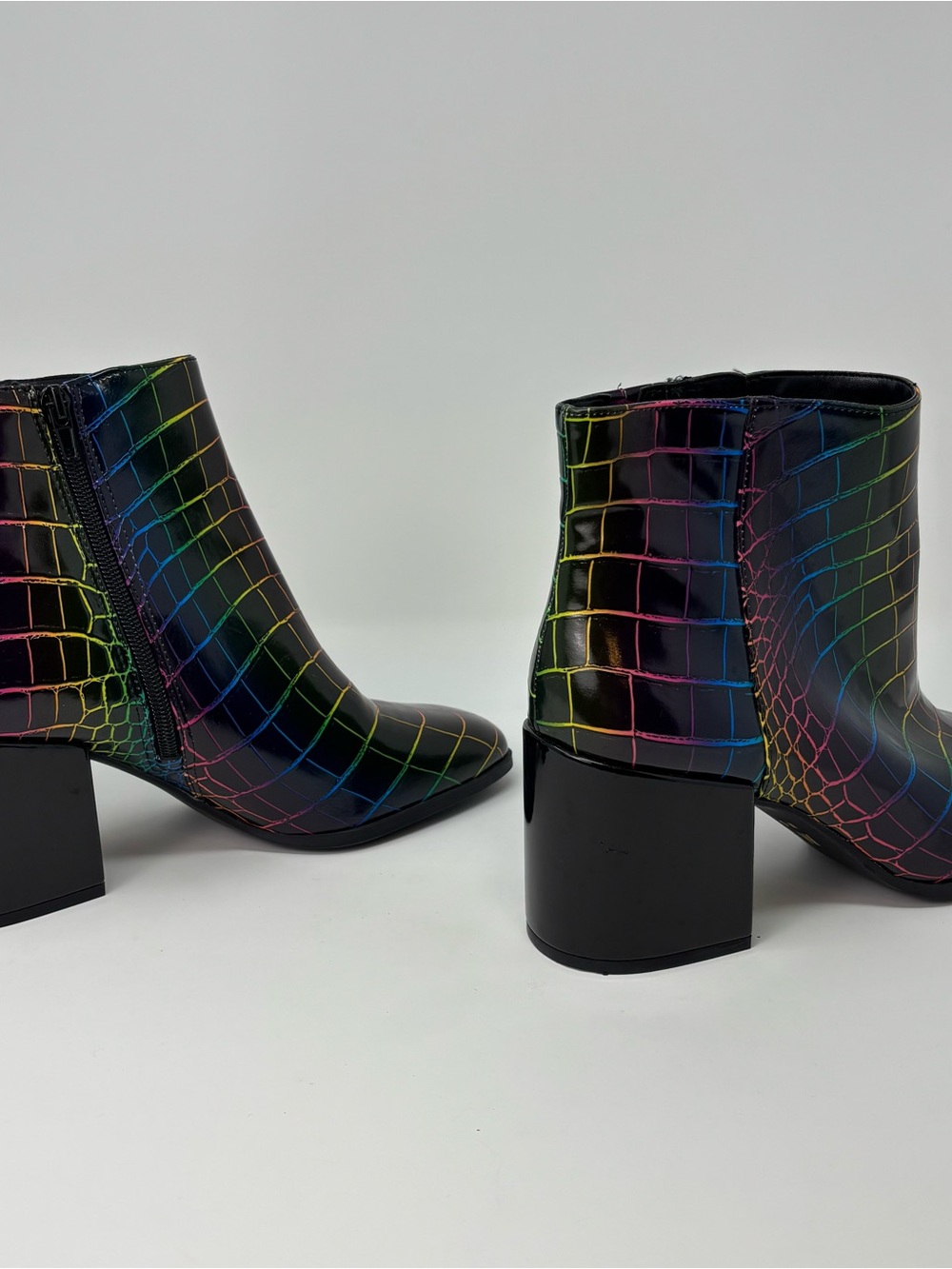 Mix No. 6 Benisa Rainbow Croc Embossed Ankle Boots Block Heel Size 10M - Picture 5 of 10